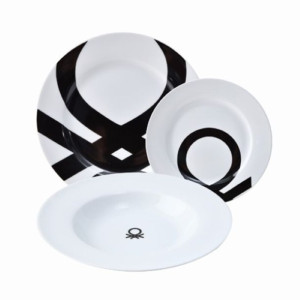 Naczynia Benetton Czarny Biały Porcelana (18 pcs)