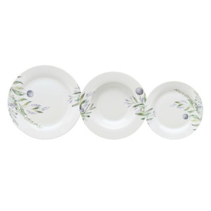 Naczynia 18 Części Porcelana Lawenda