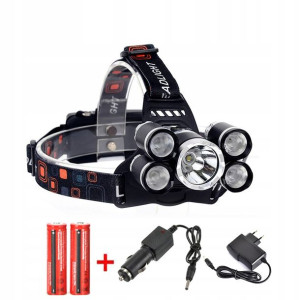 Latarka Czołowa 5 X Led T6 Cree Czołówka Mocna