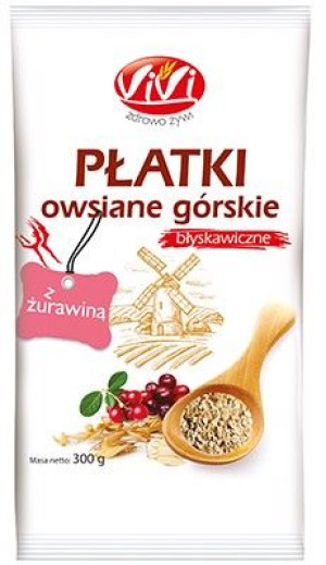 Płatki owsiane górskie z żurawiną błyskawiczne 300 g