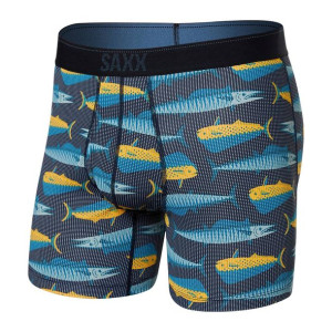 Bokserki męskie SAXX Quest Boxer Brief Fly ryby - granatowe