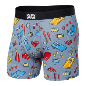 Bokserki męskie SAXX Vibe Boxer Brief Gra w Piwko - szare