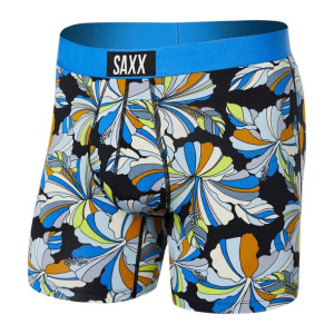 Bokserki męskie SAXX ULTRA Boxer Brief Kwiaty - niebieskie