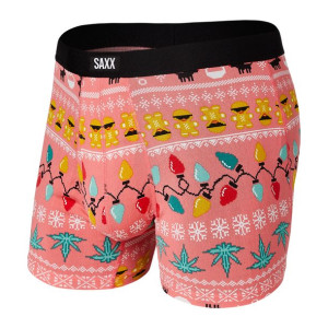 Bokserki męskie SAXX DAYTRIPPER Boxer Brief Fly Merry Christmas - różowe