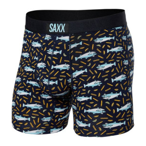 Bokserki męskie SAXX Vibe Boxer VIBE Boxer Brief Fish and Chips - granatowe