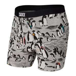 Bokserki męskie SAXX ULTRA Boxer Brief  Pingwiny - szare