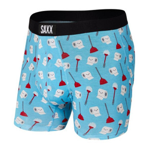 Bokserki męskie SAXX Vibe Boxer Brief Papier toaletowy - błękitne