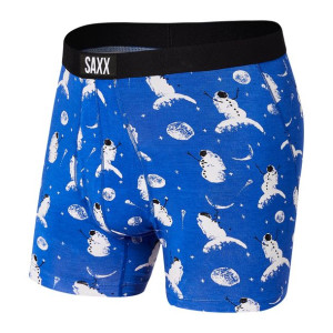 Bokserki męskie SAXX ULTRA Boxer Brief Kosmo Bałwany - niebieskie