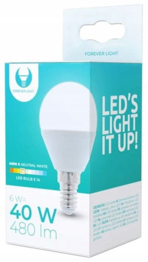Żarówka LED E14 G45 6W 230V 4500K 480lm Forever Li