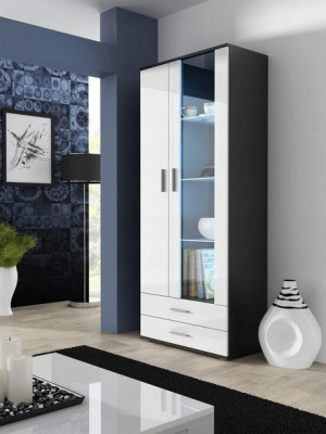 Witryna SOHO S6 2D2S czarny/ biały połysk