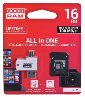 Karta pamięci z adapterem i czytnikiem 16GB