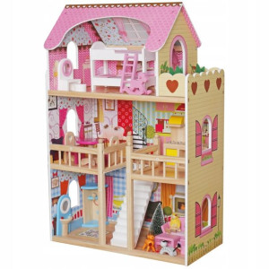 Domek dla lalek drewniany Led XXXL 60x33x90 cm -