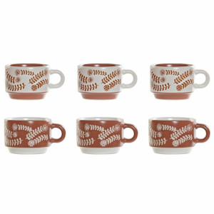 Zestaw filiżanek do kawy DKD Home Decor Terakota Biały Kamionka 90 ml