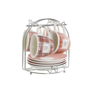 Zestaw filiżanek do kawy DKD Home Decor Różowy Brązowy Biały 90 ml 4 Części