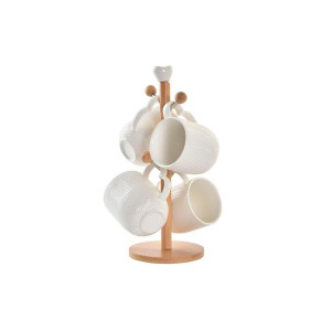 Zestaw 4 kubeczków DKD Home Decor Naturalny Porcelana Biały 350 ml