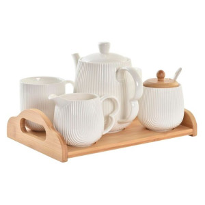 Zestaw filiżanek do kawy DKD Home Decor Naturalny Porcelana Biały