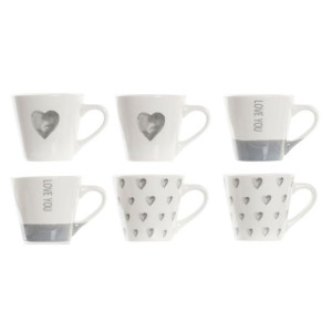 Zestaw filiżanek do kawy DKD Home Decor Porcelana Szary 90 ml