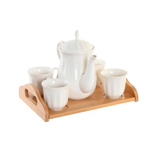 Zestaw filiżanek do kawy DKD Home Decor Naturalny Porcelana Biały