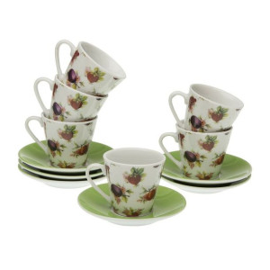 Zestaw filiżanek do kawy Versa Strawberry Porcelana (6 Części)