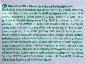 Josera Bavaro Task Adult 23/9 - karma dla psa 18kg