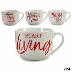 Šálka Time Porcelana Czerwony Biały 500 ml 24 Sztuk