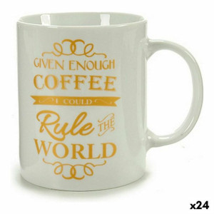 Kubek Coffee Złoty Biały Porcelana 330 ml (24 Sztuk)
