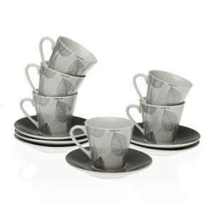 Zestaw filiżanek i talerzyków Versa Gardee Kartki Kawa Porcelana