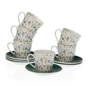 Zestaw filiżanek i talerzyków Versa Sansa Kvety Herbata Porcelana (12