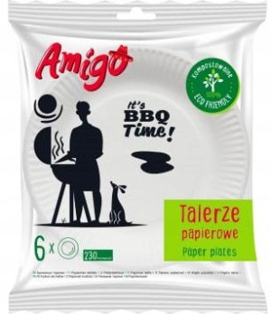 Jednorazowe talerzyki papierowe DUŻE 6sztuk GRILL