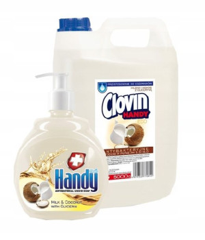 Zestaw Mydło Mleko i Kokos 5 litrów + 500 ml Handy