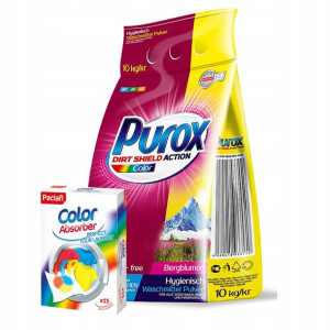 Proszek Purox Color + chusteczki wyłapujące kolor