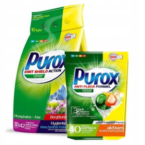 Purox Proszek do prania 10 kg + Kapsułki 40 sztuk