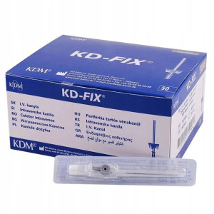Wenflony Kaniula KDM KD-FIX 16G 1,7 (szara) 50szt