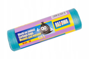 Worki na odpady niebieskie LDPE 60L/10 sztuk