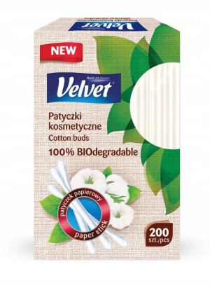 Velvet Patyczki Kosmetyczne Bio Papierowe 200 Szt.