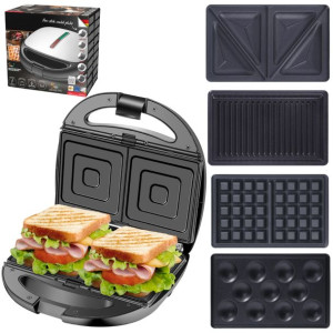 Opiekacz Wielofunkcyjny 5w1 Grill Panini Gofrownica Do Orzeszków 1200w