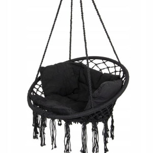 Hamak ażurowy fotel wiszący 80x60cm luxe czarny