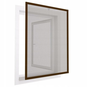 Moskitiera okno alu 120 x 140 brąz