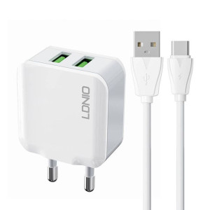 Ładowarka sieciowa LDNIO A2201 2xUSB-A + kabel USB-C