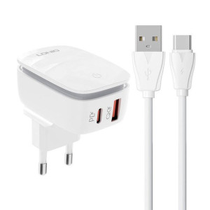 Ładowarka sieciowa LDNIO A2425C USB-A, USB-C + kabel USB-C