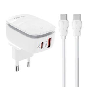 Ładowarka sieciowa LDNIO A2425C USB-A, USB-C + kabel USB-C/USB-C