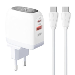 Ładowarka sieciowa LDNIO A2522C USB-A, USB-C 30W + kabel USB-C/USB-C