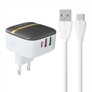 Ładowarka sieciowa LDNIO A3513Q 2xUSB-A, USB-C 32W + kabel USB-C
