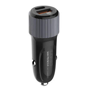 Ładowarka samochodowa LDNIO C510Q USB-A, USB-C + kabel USB-C/Lightning