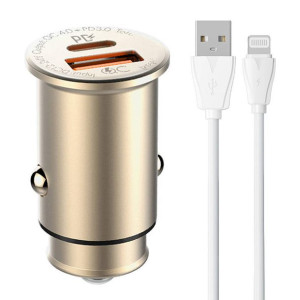 Ładowarka samochodowa LDNIO C506Q USB-A, USB-C + kabel Lightning