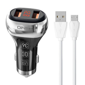 Ładowarka samochodowa LDNIO C2 2xUSB-A + kabel microUSB