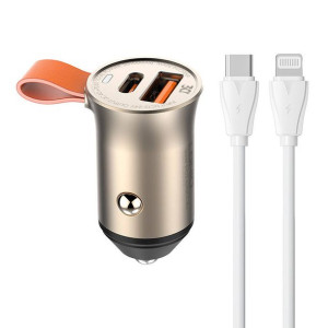 Ładowarka samochodowa LDNIO C509Q, USB + USB-C, 30W + kabel USB-C/Lightning