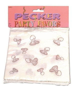 Zabawne Serwetki Z Penisami - Pecker Party Favors 6 Szt.