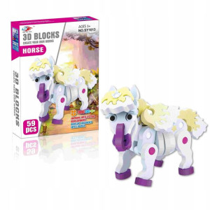 Konik Koń Klocki Piankowe Puzzle Miękkie 3d 59el