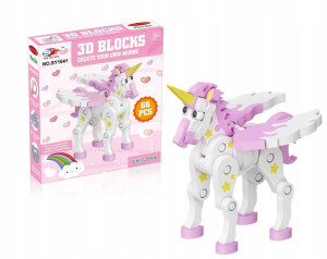 Jednorożec Klocki Piankowe Miękkie Puzzle 3d 66el